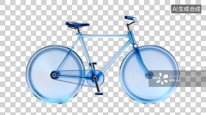 【AI数字艺术】蓝色透明自行车模型图片素材