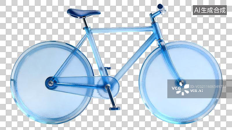 【AI数字艺术】蓝色透明自行车模型图片素材