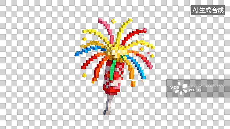 【AI数字艺术】像素风格烟花绽放图片素材