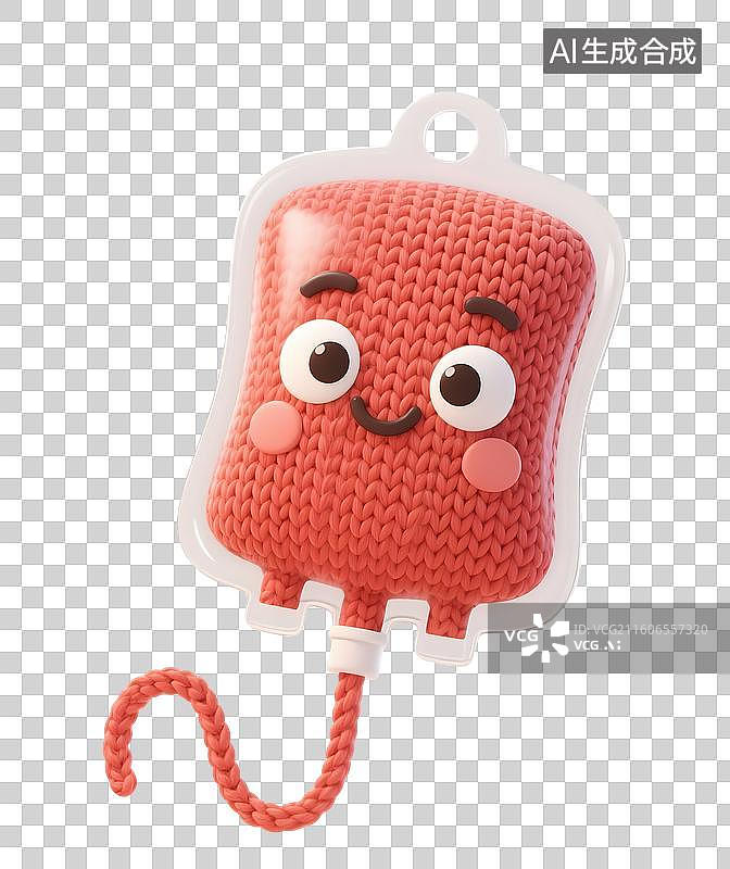 【AI数字艺术】AIGC:3D拟人风格输血袋，医疗用品，设计元素，免抠图形图片素材