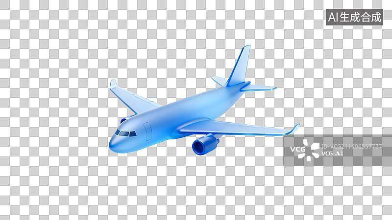 【AI数字艺术】蓝色飞机飞行图图片素材