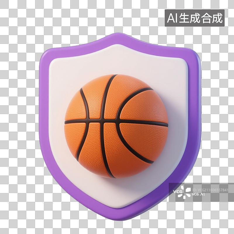 【AI数字艺术】3D体育运动项目篮球盾牌勋章元素图片素材