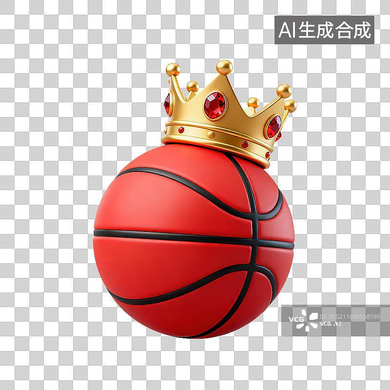 【AI数字艺术】3D体育运动项目戴皇冠的篮球元素图片素材