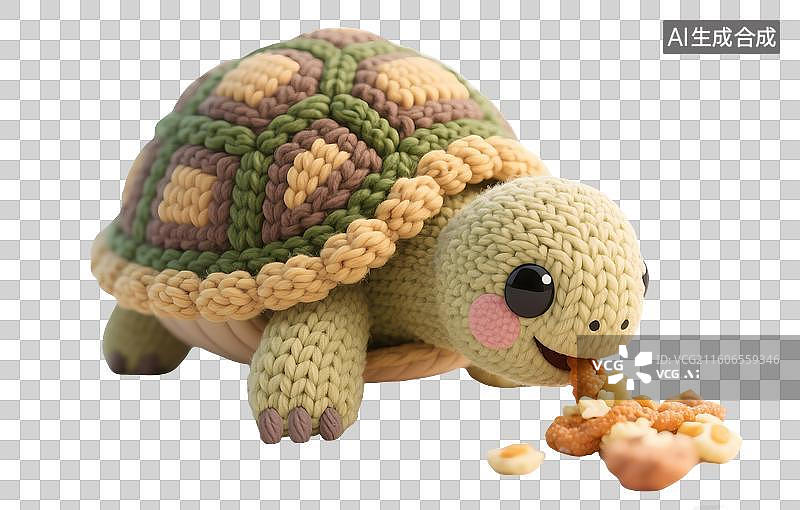 【AI数字艺术】AIGC:毛线风格小乌龟吃食，宠物零食，宠物用品，宠物经济，设计元素，免抠图形图片素材
