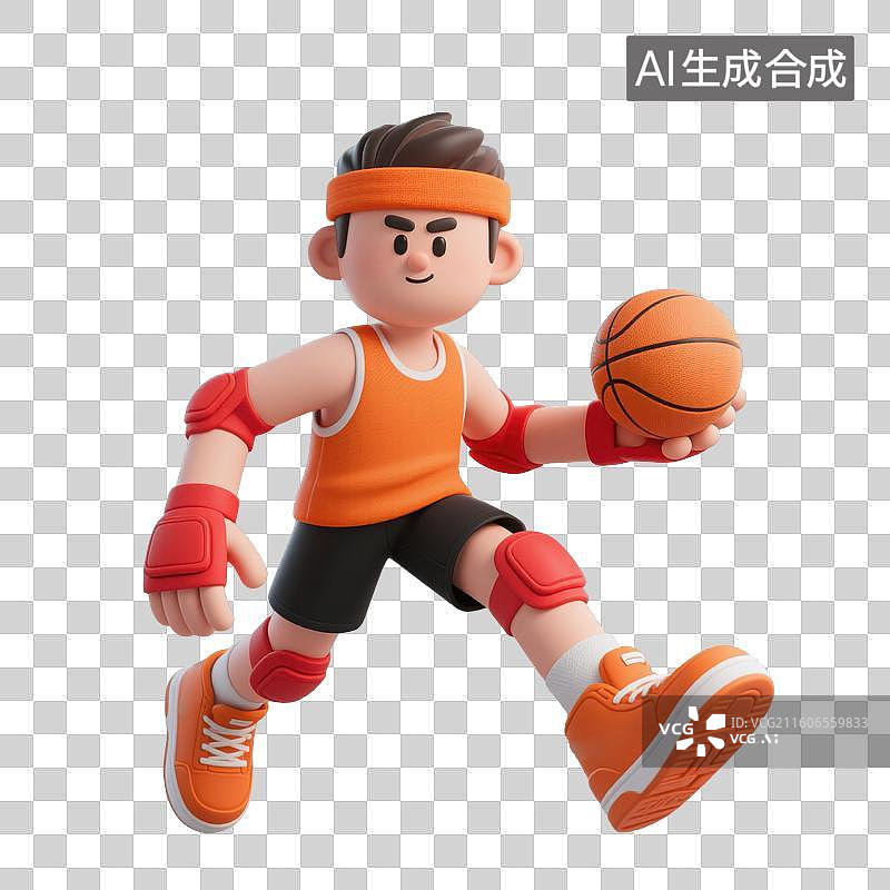 【AI数字艺术】3D体育运动项目男子篮球运动员元素图片素材