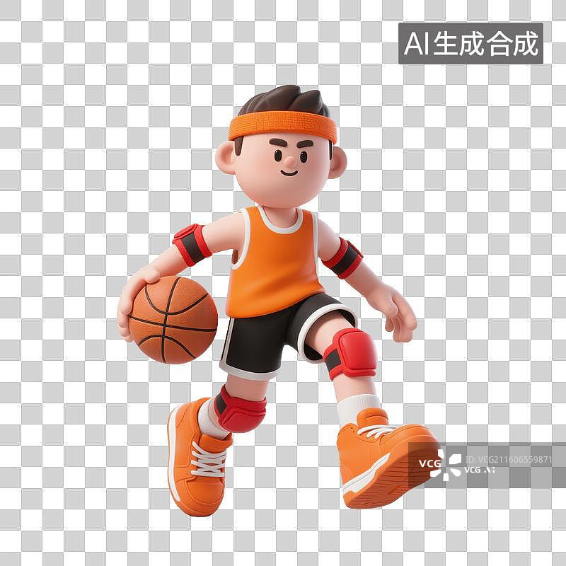 【AI数字艺术】3D体育运动项目男子篮球运动员元素图片素材