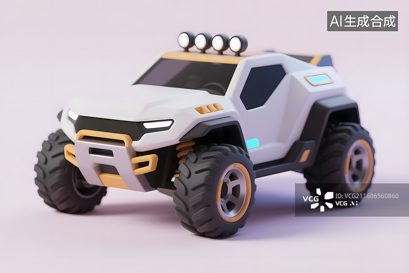【AI数字艺术】3D轻拟物风未来科技越野车图片素材