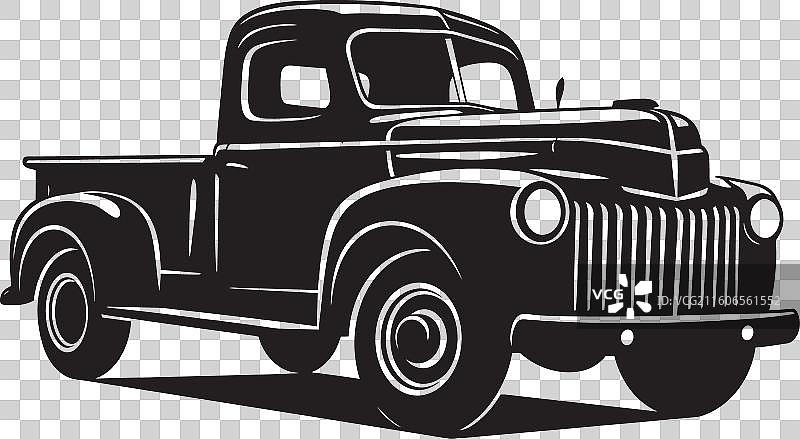 复古实用型黑色皮卡图标，永恒的座驾图片素材