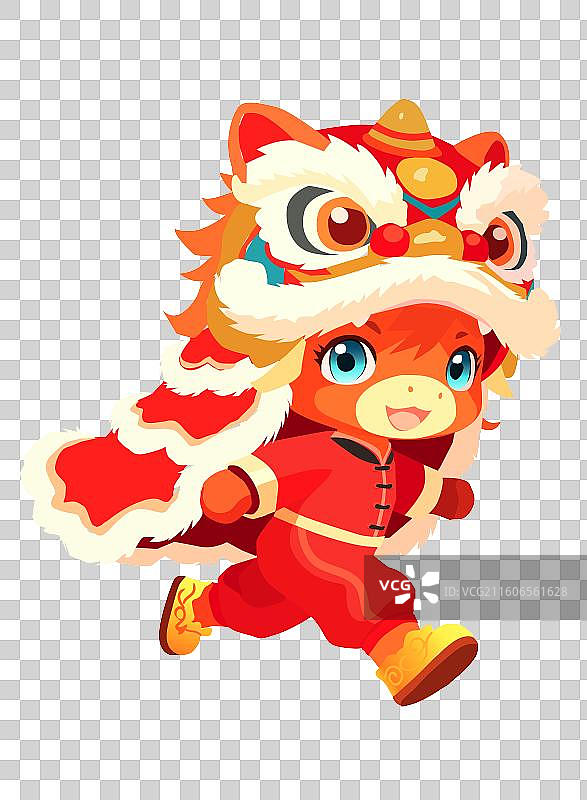 2026马年春节舞狮卡通吉祥物ip形象矢量插画元素素材图片素材