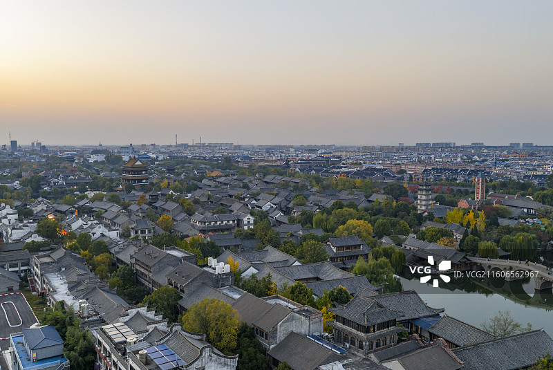 山东省枣庄市台儿庄古城航拍图片图片素材