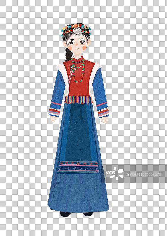 穿着普米族传统服装的妇女肖像图片素材