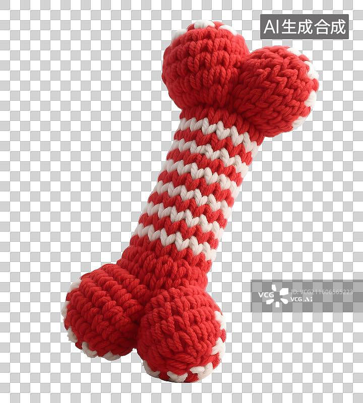 【AI数字艺术】AIGC:毛线风格宠物咀嚼骨头，宠物玩具，宠物零食，元素，免抠图形图片素材