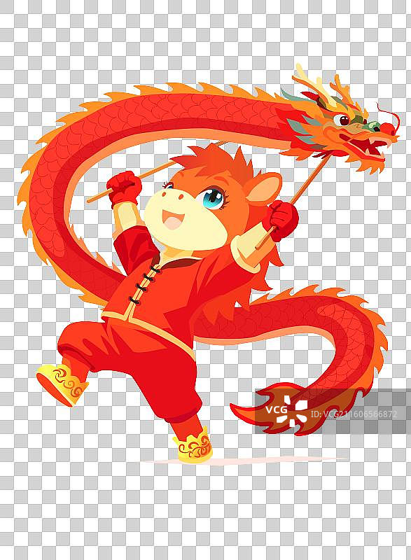 2026马年春节元宵节舞龙灯卡通吉祥物ip马形象矢量插画元素素材图片素材