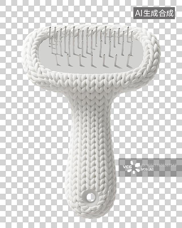 【AI数字艺术】AIGC:毛线风格宠物梳子，宠物美容，元素，免抠图形图片素材