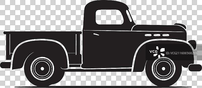 老式皮卡车黑色标志徽章 怀旧图片素材