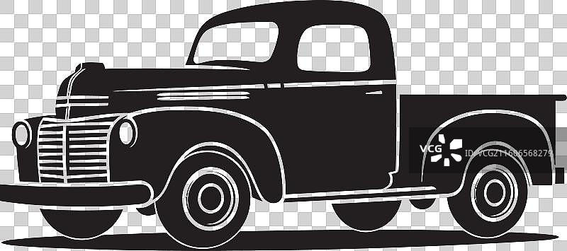 标志性的皮卡车黑色徽章设计复古工作马图片素材