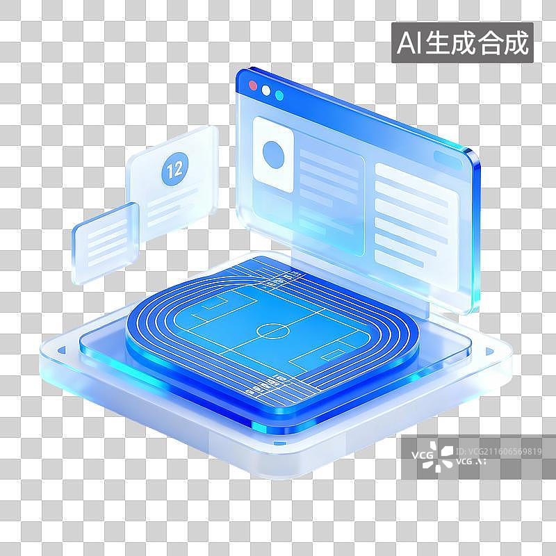 【AI数字艺术】3d磨砂玻璃质感科技风场景元素图片素材