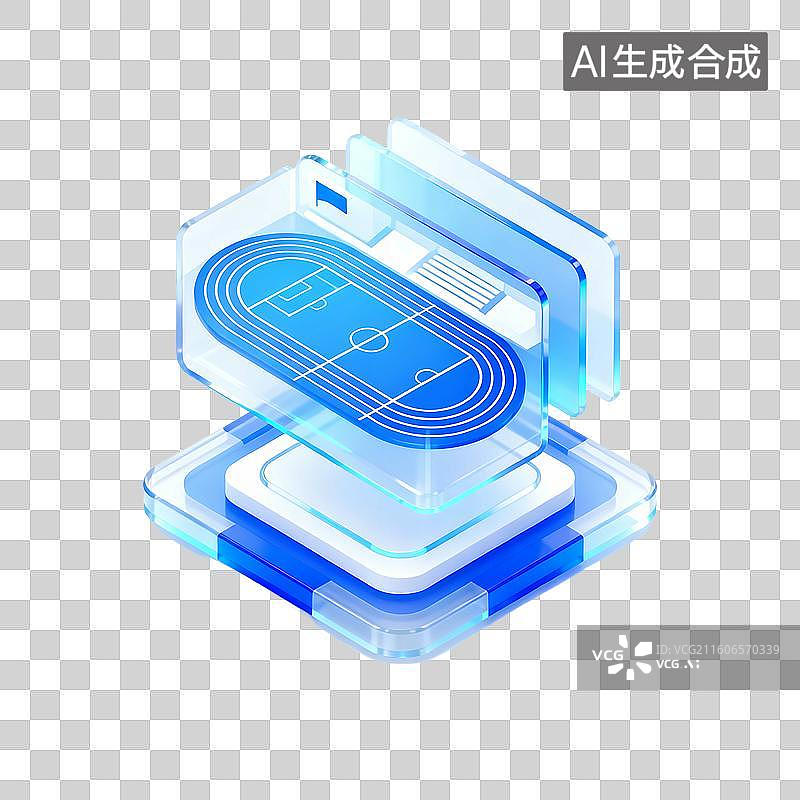 【AI数字艺术】3d磨砂玻璃质感科技风场景元素图片素材