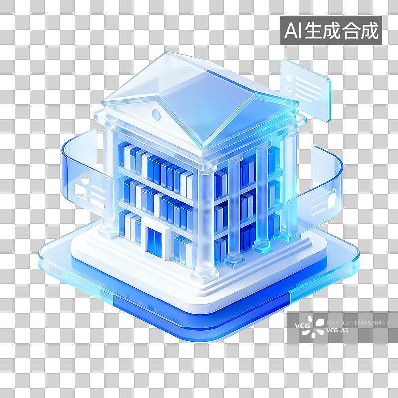 【AI数字艺术】3d磨砂玻璃质感科技风场景元素图片素材