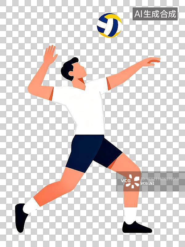 【AI数字艺术】AIGC:打排球的运动员，体育运动，插图插画，元素，免抠图形图片素材