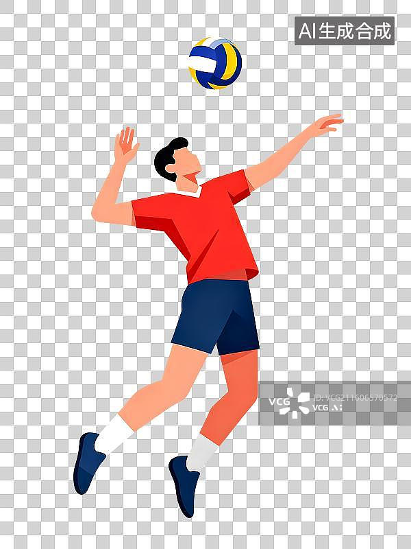 【AI数字艺术】AIGC:打排球的运动员，体育运动，插图插画，元素，免抠图形图片素材