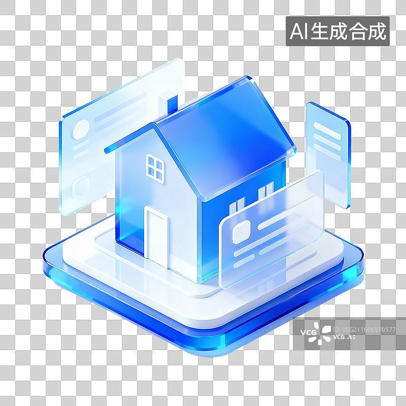 【AI数字艺术】3d磨砂玻璃质感科技风场景元素图片素材