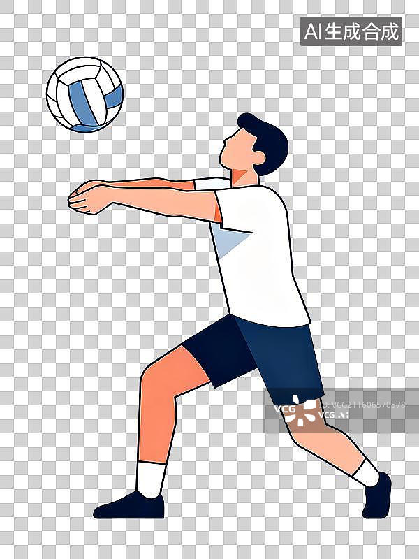 【AI数字艺术】AIGC:打排球的运动员，体育晒事，体育运动，插图插画，元素，免抠图形图片素材