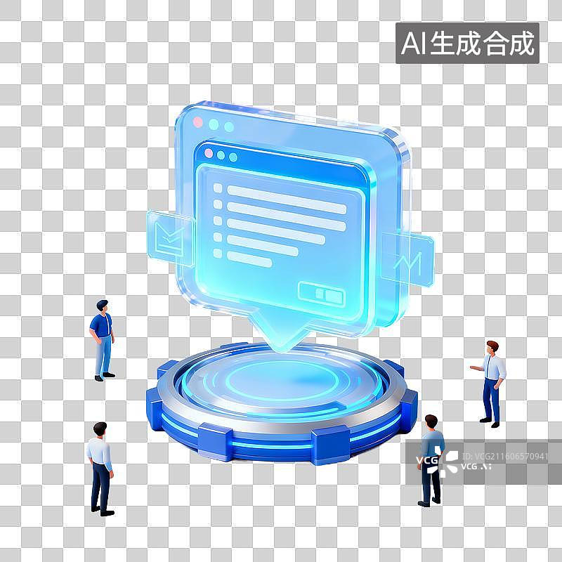 【AI数字艺术】3d磨砂玻璃质感科技风场景元素图片素材