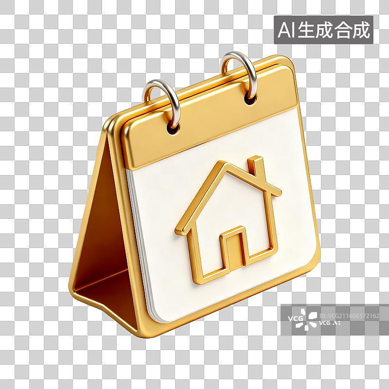 【AI数字艺术】金色3D房地产贷款图标图片素材
