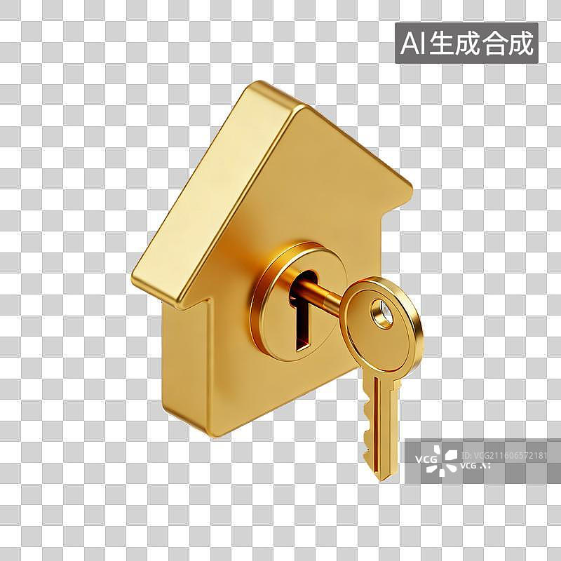【AI数字艺术】金色3D房地产贷款图标图片素材