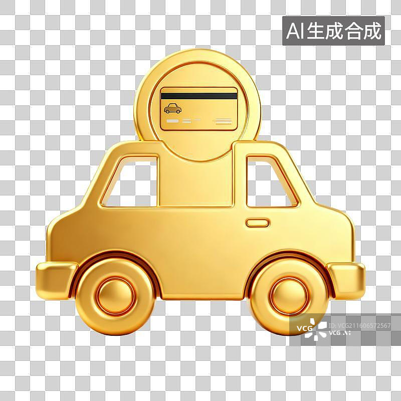 【AI数字艺术】金色3D汽车贷款图标图片素材