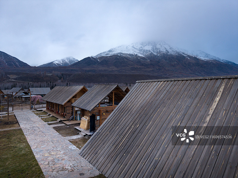 阿勒泰禾木航拍图片素材
