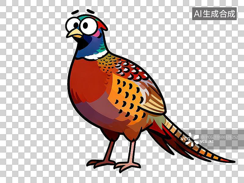 【AI数字艺术】大眼睛红腹角雉发呆卡通形象图片素材