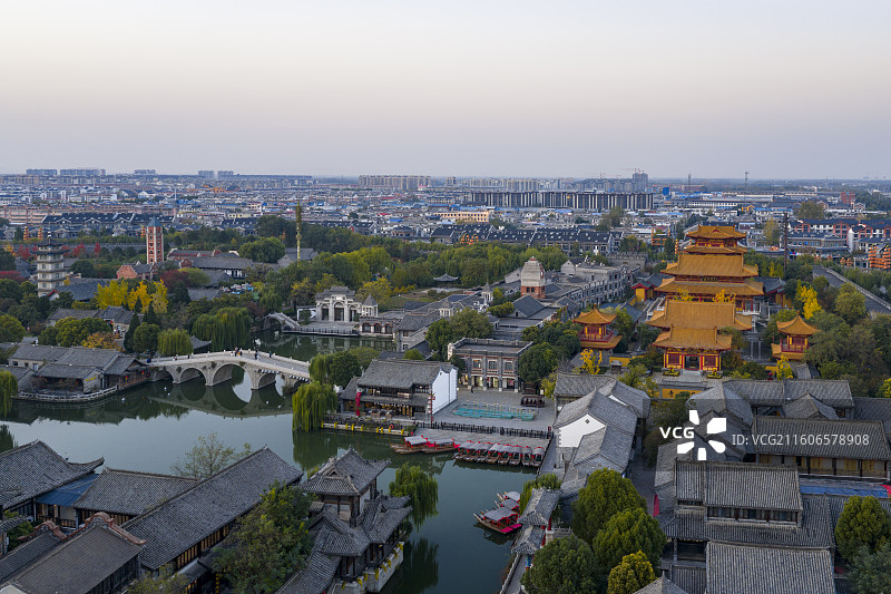 山东省枣庄市台儿庄古城航拍图片图片素材