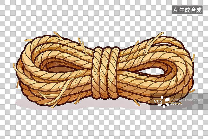 【AI数字艺术】卡通风格，一捆麻绳PNG格式的免扣元素图片素材