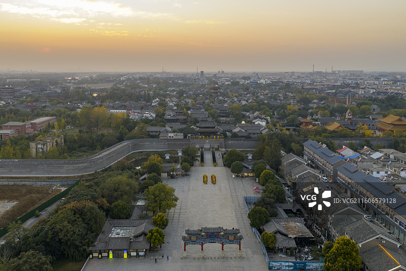 山东省枣庄市台儿庄古城航拍图片图片素材