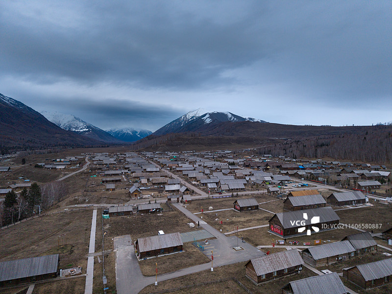 阿勒泰禾木航拍图片素材