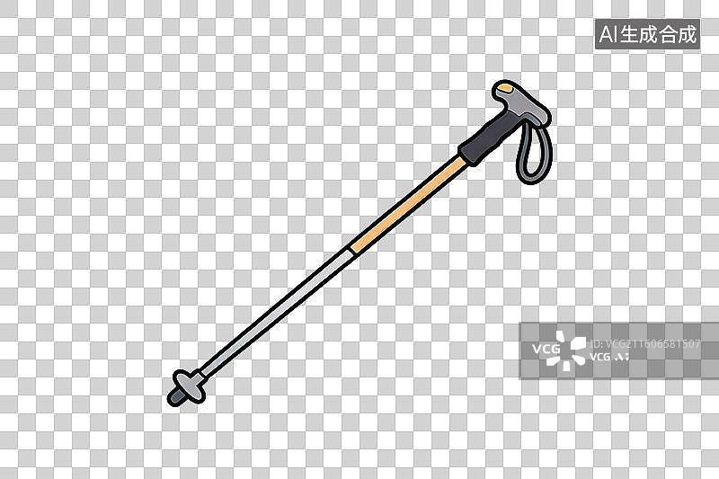 【AI数字艺术】卡通风格，一根登山杖PNG格式的免扣元素图片素材