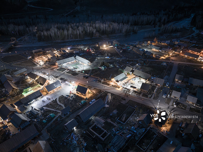 禾木夜景航拍图片素材