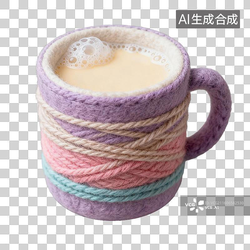 【AI数字艺术】3D羊毛毡风格美食成品菜肴元素一杯豆浆图片素材