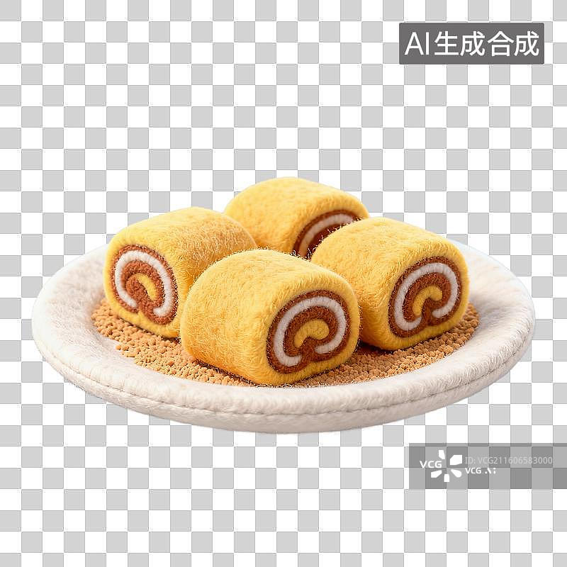 【AI数字艺术】3D羊毛毡风格美食成品菜肴元素驴打滚图片素材