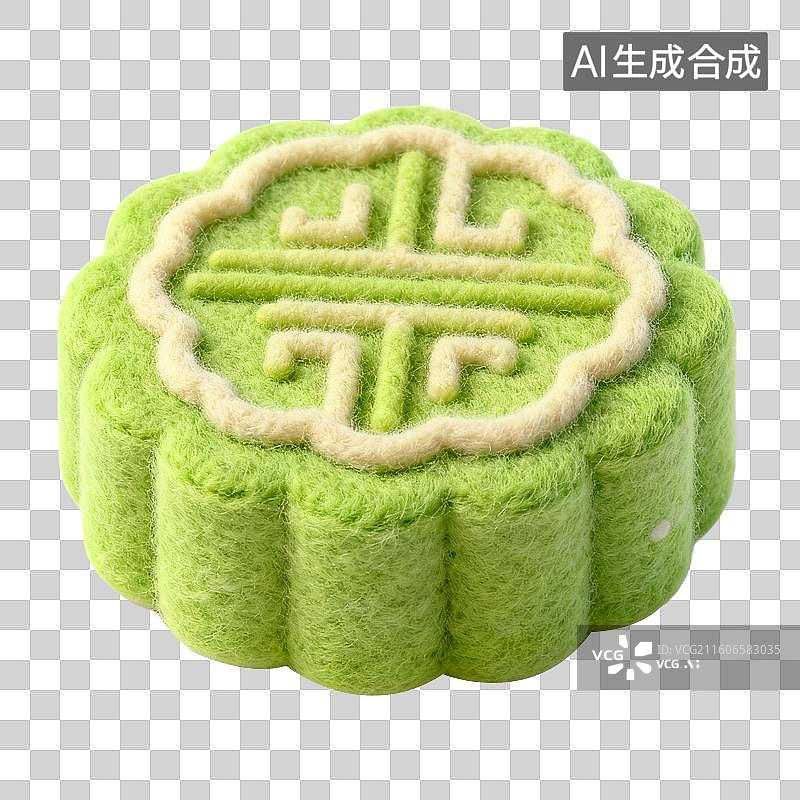 【AI数字艺术】3D羊毛毡风格美食成品菜肴元素绿豆糕图片素材