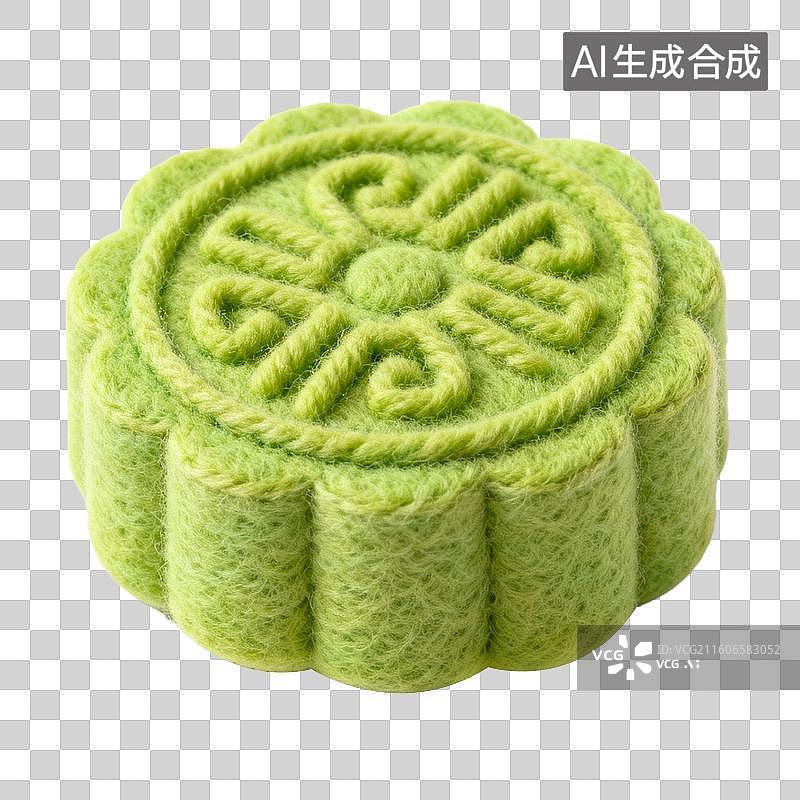 【AI数字艺术】3D羊毛毡风格美食成品菜肴元素绿豆糕图片素材