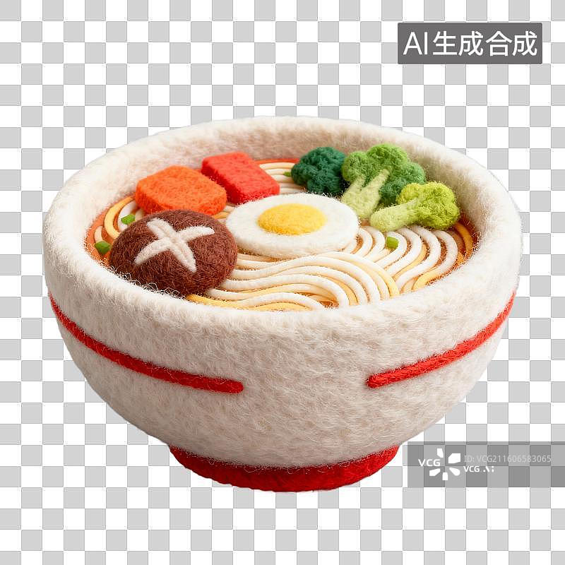 【AI数字艺术】3D羊毛毡风格美食成品菜肴元素米线图片素材