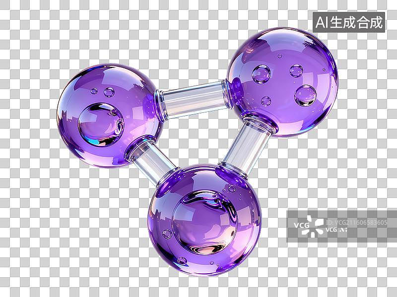 【AI数字艺术】紫色分子结构模型图片素材