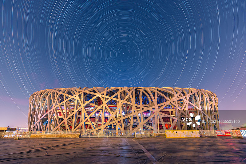 鸟巢星轨图片素材