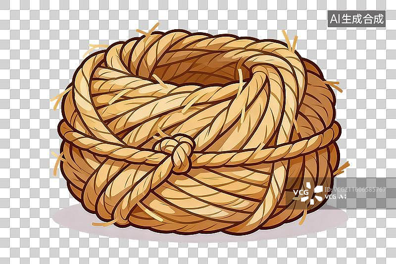 【AI数字艺术】卡通风格，一捆麻绳PNG格式的免扣元素图片素材