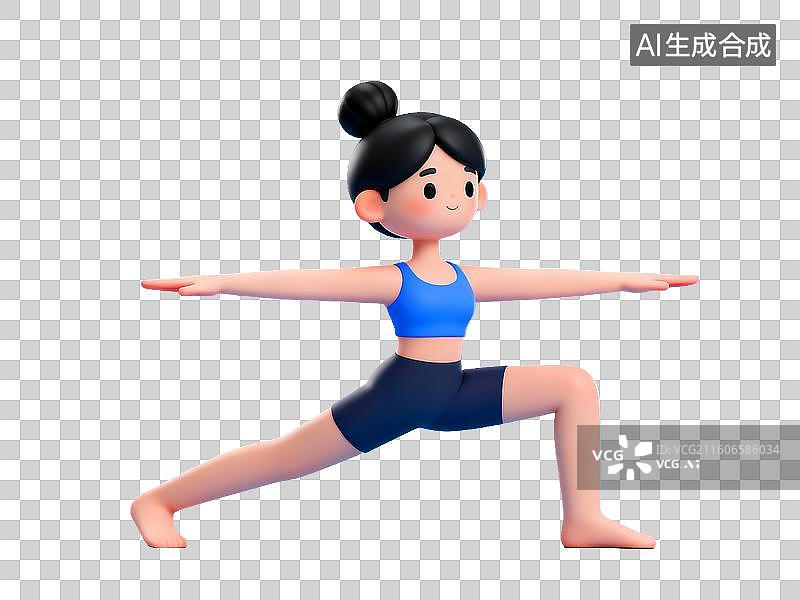 【AI数字艺术】卡通女性做瑜伽动作图片素材