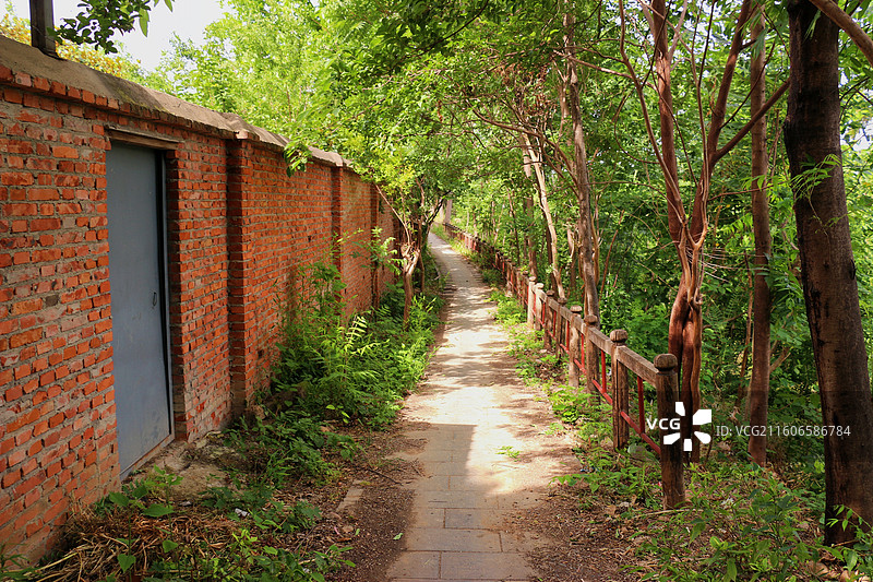 汉中勉县马超墓通往景区外面的小路，马超墓有一条小路可通往外面的108国道，直达武侯祠图片素材