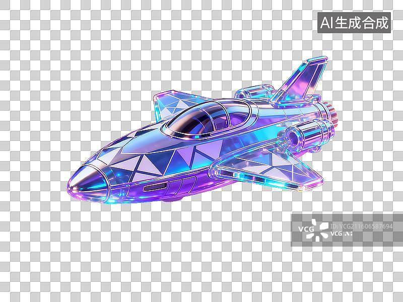 【AI数字艺术】科幻主题 透明彩色科幻飞船模型图片素材